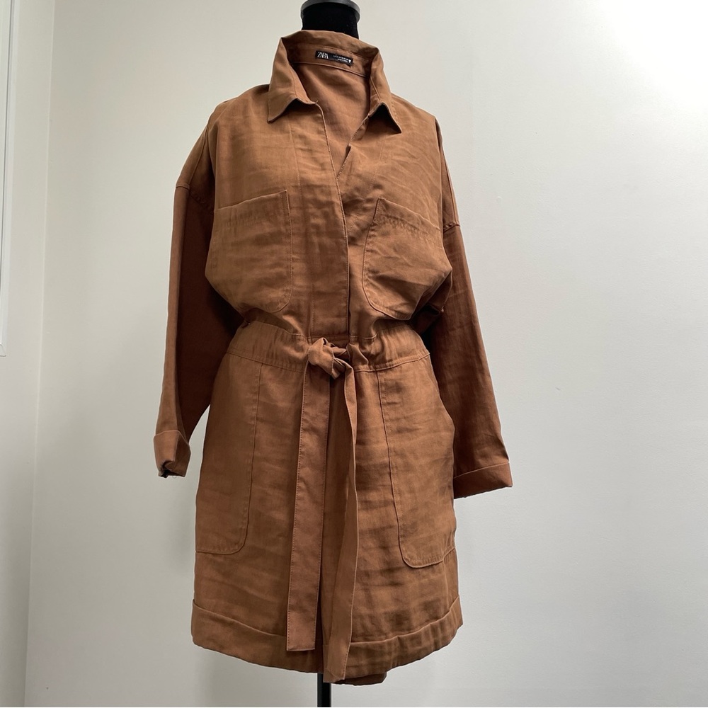 Zara Utility Jacket Romper in Warm Brown - Picture 6 of 9